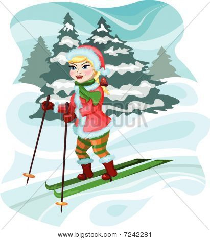 Kız skier.eps