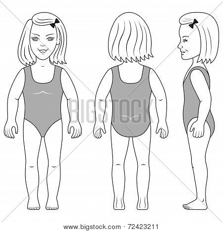 Standing Girl Preschooler Vector