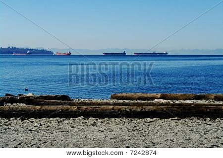 Freighters From Beach