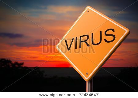 Virus on Warning Road Sign.