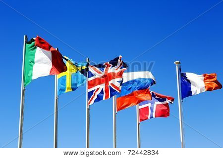 The Flags Of Six Countries