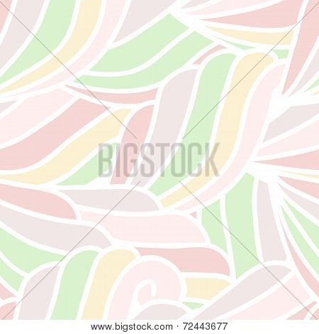 Abstract Hand-drawn Waves Pattern, Seamless Floral Vector Background