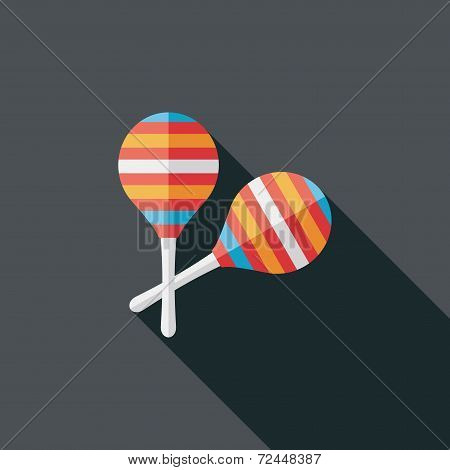 Wooden Rattle Flat Icon With Long Shadow,eps10