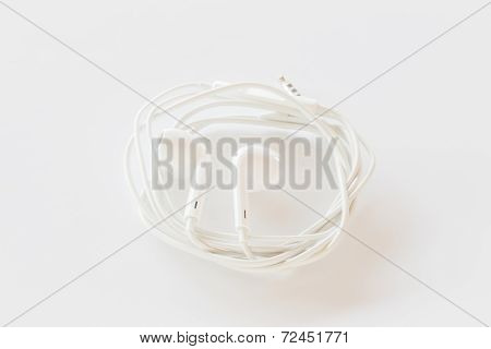 Smartphone Ear Buds Isolated On White Background