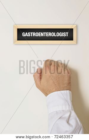 Male Patient Knocking On Gastroenterologist Door
