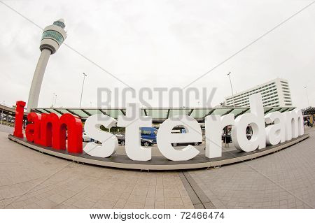 Wide Angle View Of The I Am Amsterdam Sign