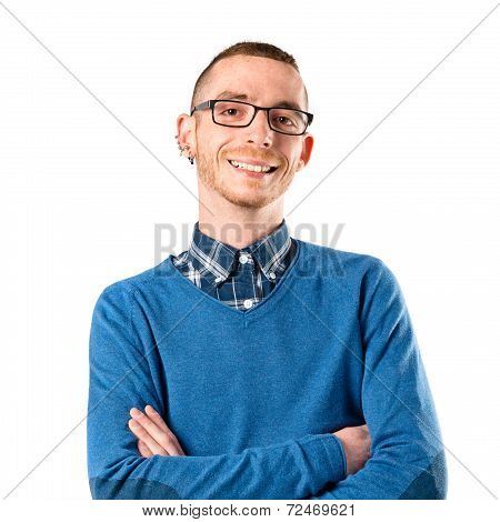 Man Over Isolated White Backgrpund
