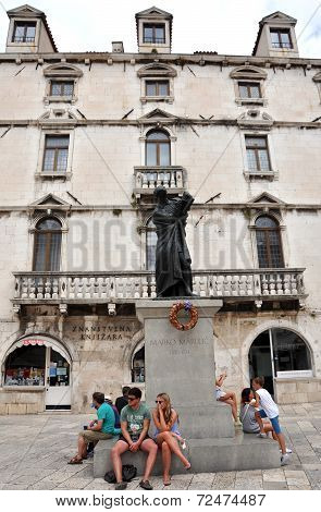 The Statue Of Marko Marulic In Split, Croatia