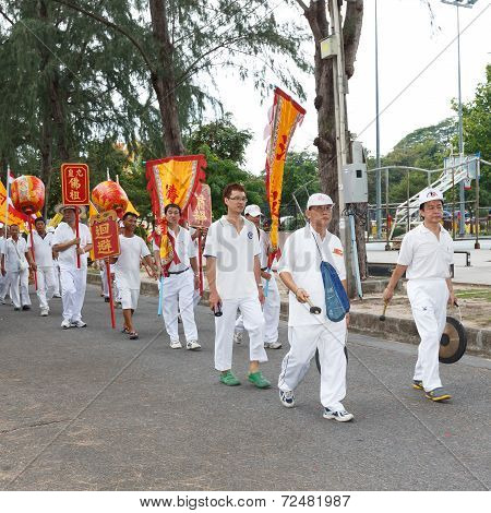 Rayong vegetarian festival on September 23 2014 in Rayong province Thailand.