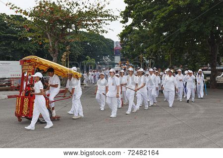Rayong Vegetarian Festival In Rayong Province, Thailand.