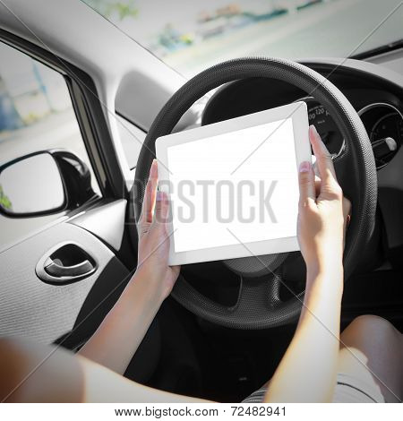 Car Driver With Tablet Pc
