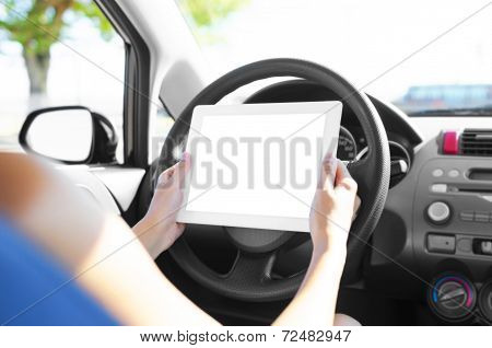 Car Driver With Tablet Pc