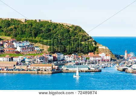 View Over Scarborough South Bay Harbor In North Yorskire, England