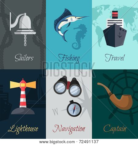 Nautical mini posters set