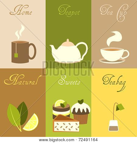 Tea mini posters set