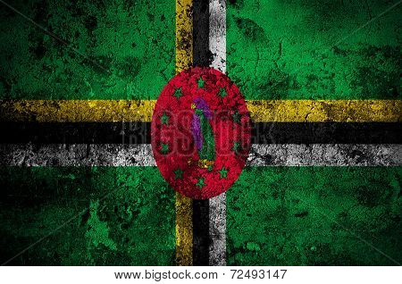 Grunge Flag Of Dominica With Capital In Roseau