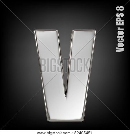 Vector letter v from metal alphabet. Lovercase metal font collection. EPS 8