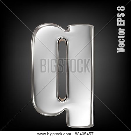 Vector letter q from metal alphabet. Lovercase metal font collection. EPS 8