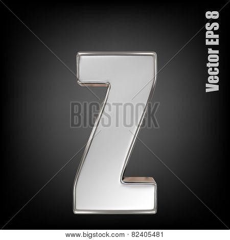 Vector letter z from metal alphabet. Lovercase metal font collection. EPS 8
