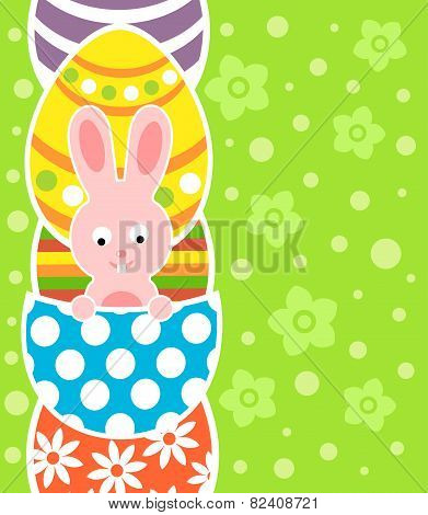 Easter Background With Rabbit And Eggs