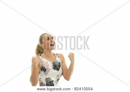 Elated Jubilant Young Blond Woman