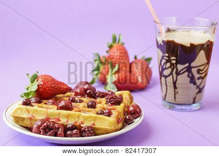 Waffles With Red Berries