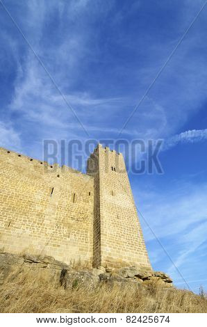 Castle in Sadaba with beauty sky in Saragossa, Aragon, Spain