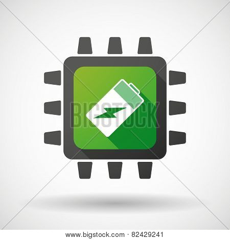 Cpu Icon With A Battery