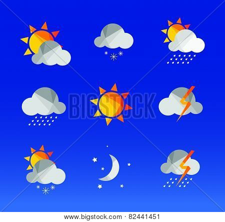 Weather icons set in polygonal geometric style