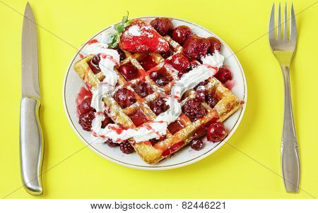 Waffles With Red Berries