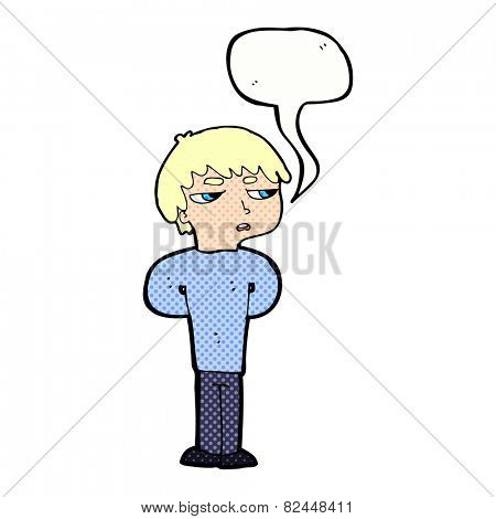 cartoon antisocial boy with speech bubble
