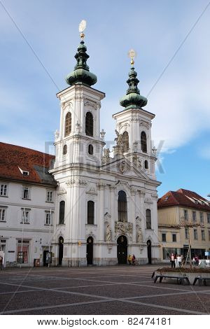GRAZ, AUSTRIA - JANUARY 10, 2015: Mariahilf church in Graz, Styria, Austria on January 10, 2015.