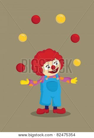 Juggling Clown Vector Cartoon Character
