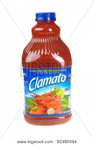 Hayward, CA - February 3, 2015: 64 fl oz bottle of Clamato, tomato cocktail  - illustrative editorial