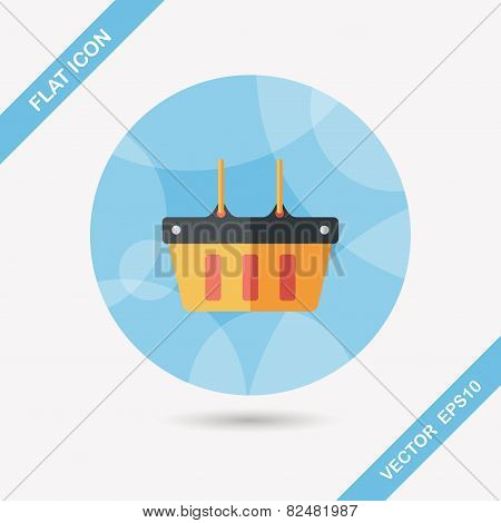 Shopping Basket Flat Icon With Long Shadow,eps10