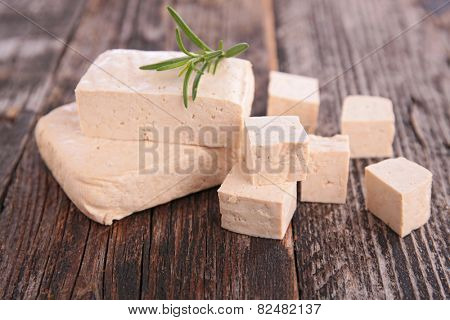 fresh tofu on table