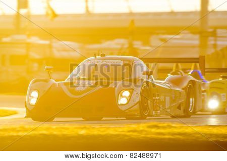 Daytona Beach, FL - Jan 25, 2015:  The RG Racing Riley DP races through the turns at Rolex 24 at Daytona International Speedway in Daytona Beach, FL.
