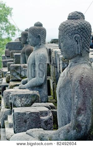 Statue of the Buddha at Borobudur , Indonesia