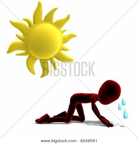 3D mužských ikon toon charakter pocení v