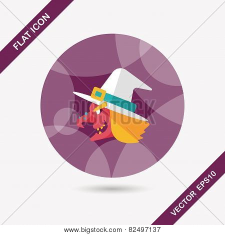 Witch Hat Flat Icon With Long Shadow,eps10