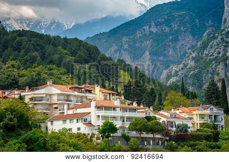 Small town of Litohoro near Mount Olympus in Greece
