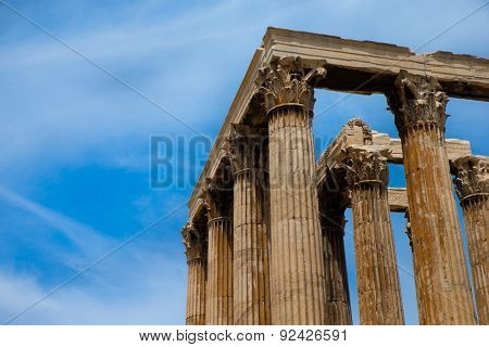 Temple of the Olympian Zeus and the Acropolis in Athens, Greece