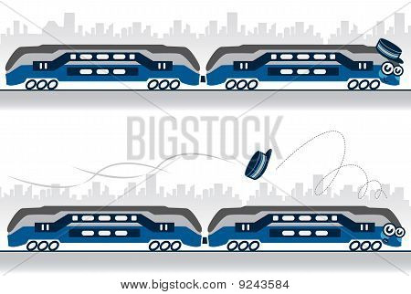 Ilustración del personaje de vector de un tren perder su sombrero.