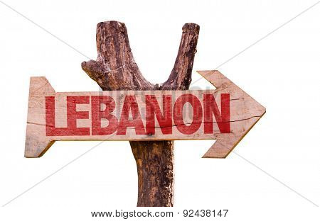 Lebanon wooden sign isolated on white background