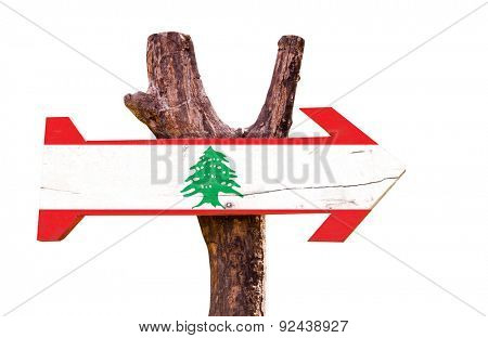 Lebanon Flag wooden sign isolated on white background