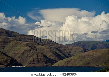 Storm Clouds Forming Above Brownlee Dam In Hells Canyon