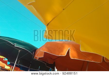 multi colored umbrellas