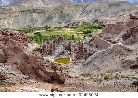 Ruins At Basgo Monastery