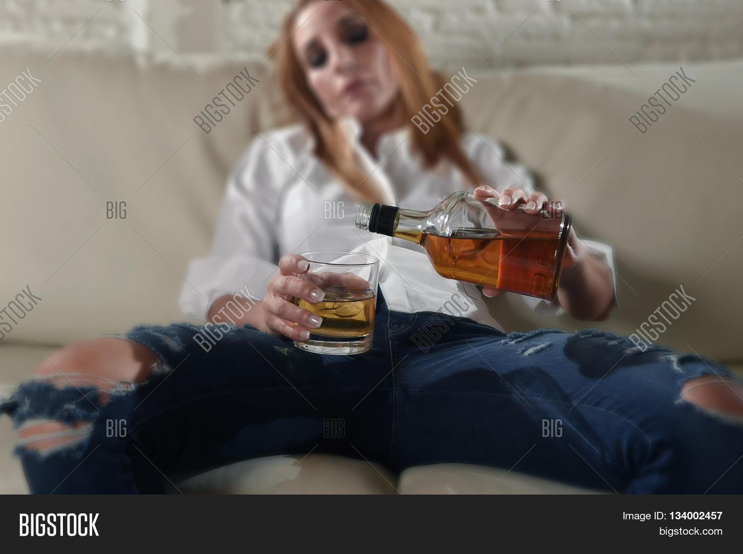 Blond Sad Wasted Alcoholic Drunk Image & Photo Bigstock