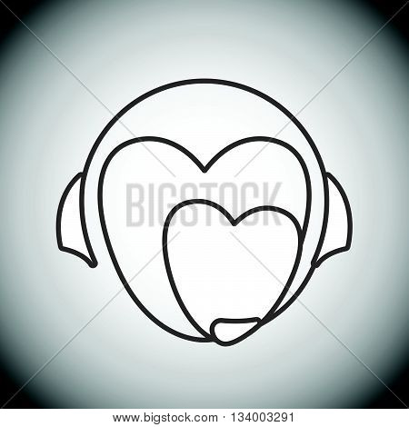 Vector illustration with two hearts and headset. Icon, label, emblem for crisis call center